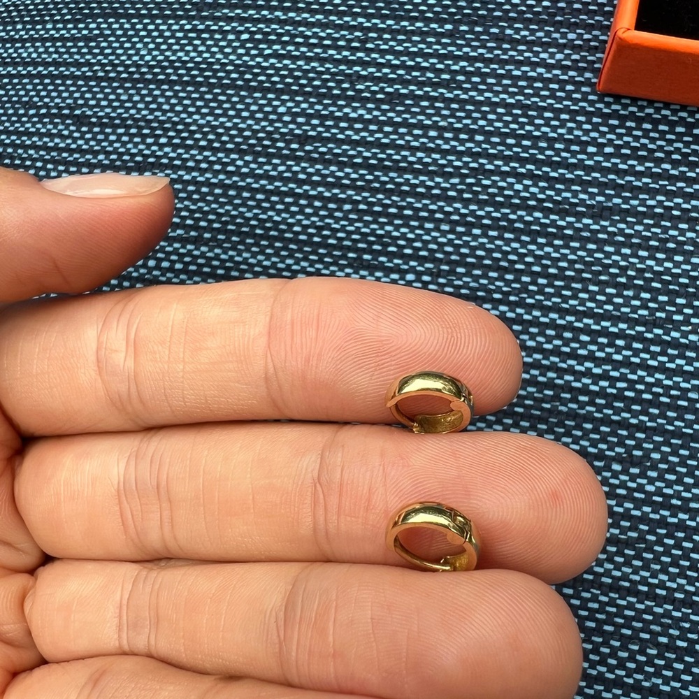 Tiny Huggie hoop 14 k solid gold Earrings